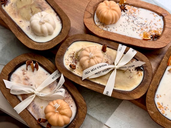 Wooden dough bowl Thanksgiving Candles, autumn decorations, fall decor, Thanksgiving candle, pumpkin gift candle, Fall host gift