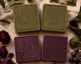 Custom Wedding Soap Favors, Personalized Olive&Plum Vintage Design