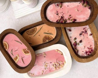 Soy Candle in Wood Dough Bowl – Handmade Rustic Home Decor