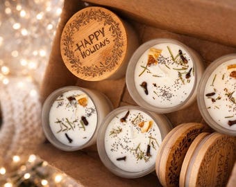 Corporate Christmas Candle Gifts | Custom Engraved Soy Candles | Bulk Holiday Gifts for Clients & Employees | Christmas Favors