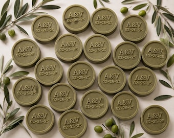 Personalized Handmade Soap Wedding Favors, Olive Sage Green Woodland Theme