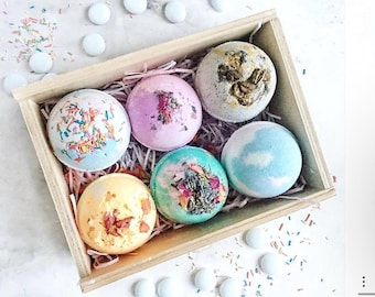Bath Bombs Set, Handmade Bath Bomb Gift, Spa Gift Set, Shower Bombs, Relaxing Bath Bombs, Bath Salts Self Care Box