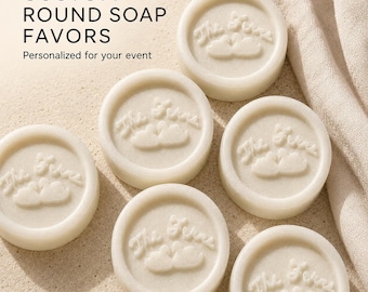 Round Custom Logo Soap for Corporate Gifts, Branded Handmade Soap for Business, client and event favors