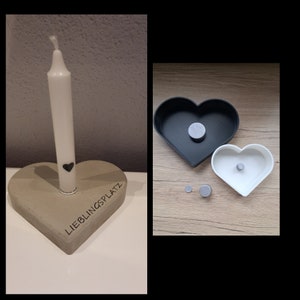 Casting mold heart with candle holder 2 sizes 4 variants