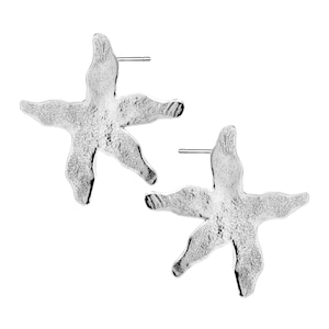 Starfish Stud Earrings Silver | 925 Sterling Silver Sea Earrings | Ocean-Inspired Earrings | Handmade Blossom Starfish Jewelry Gift