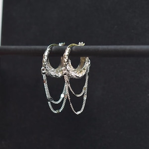 Silver drop earrings - silver chain earrings, silver dangle earrings, silver earrings, statement earrings, sterling silver earrings