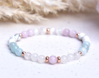 Fertility Gemstone Bracelet: Moonstone, Aquamarine, Kunzite & Selenite