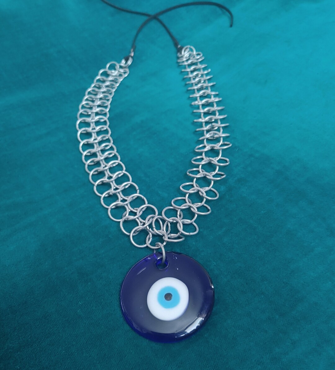Evil Eye Chainmail Necklace - Etsy
