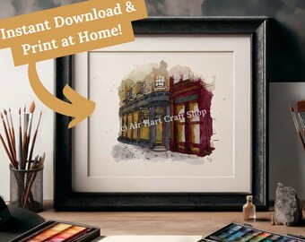 Wizard Pub imprimible, Descarga instantánea, Galería de arte de pared, Impresión en casa, Acuarela digital, Vivero moderno, Impresión para regalar, Arte Potter