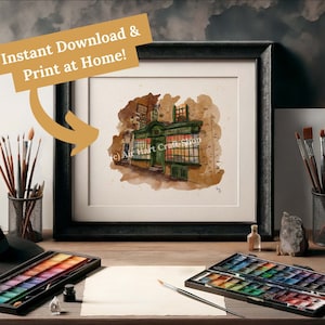 Wizard Bookstore Printable, Instant Download Gallery Wall Art, Print at Home, Digital Watercolor, Modern Nursery, Giftable Print, Potter Art
