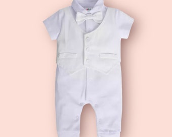 Baby Boys Baptism Outfit Cotton Tuxedo Christening - Etsy