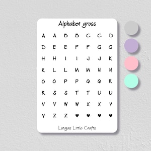 Adesivos grandes para calendário com alfabeto | Adesivos para Bullet Journal | Adesivos para planejador de ícones | Adesivos para scrapbook | Adesivos Kawaii | diário
