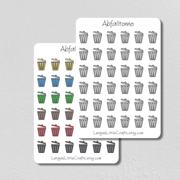 Mülleimer Kalender Aufkleber | Trash can Bullet Journal Sticker| Icon Planner Stickers | Scrapbook Stickers | Kawaii Sticker | Tagebuch