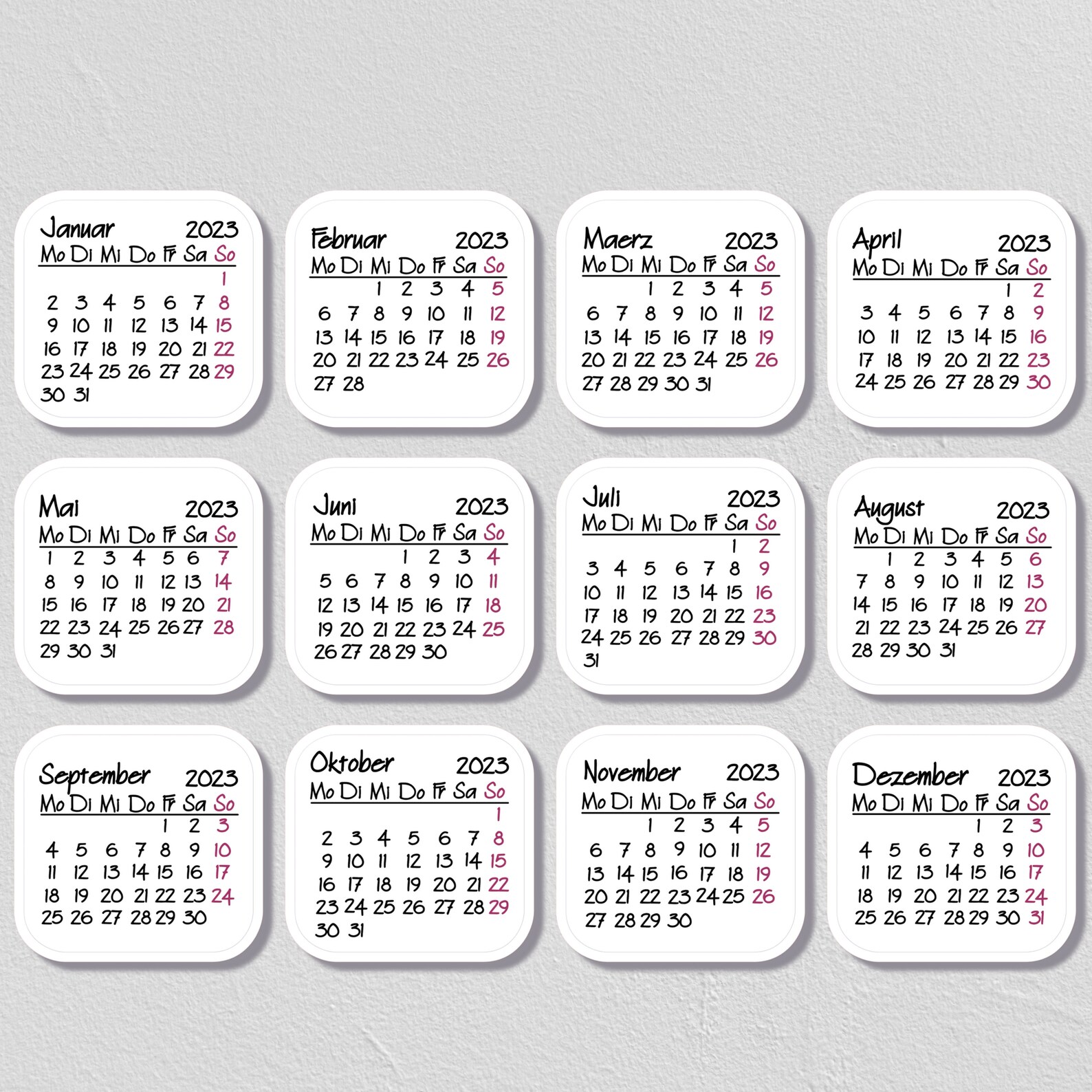 Maxi Calendar 2023 2024 Days & Dates Bullet Journal Etsy UK