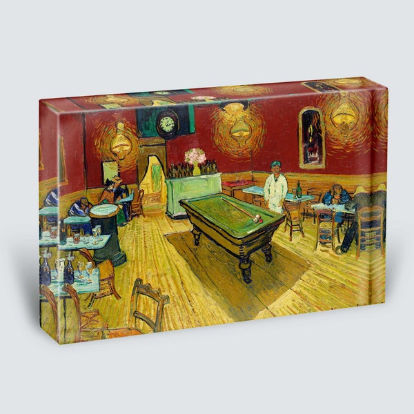 Le café de nuit (The Night Café) (1888) by Vincent van Gogh Lucite Decor Blocks Art Print Acrylic Face Mounted Tabletop Standing Gift