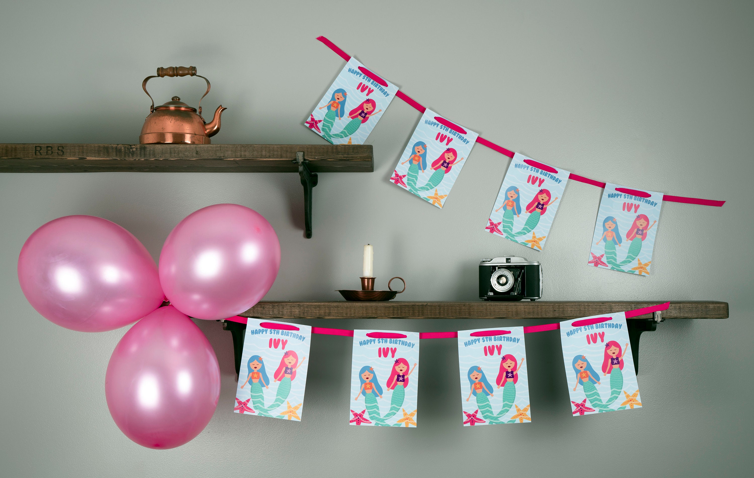 Poster & Streamer Package Llama Personalised Birthday Bunting Balloon