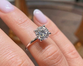 2.0ct Round Cut Lab Grown Diamond Engagement Ring, Round Solitaire E Color VS2 CVD Diamond Ring, 18K White Gold Wedding Ring Gift For Her
