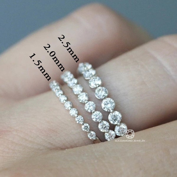 Moissanite trouwring, diamanten band, bubbelband, 1,50 | 2,00 | 2,50 MM halve eeuwigheid band, trouwring, jubileumring, bijpassende band