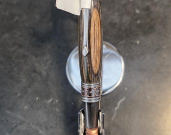 Handturned Spectraply Pen: Refillable, Natural Coloration