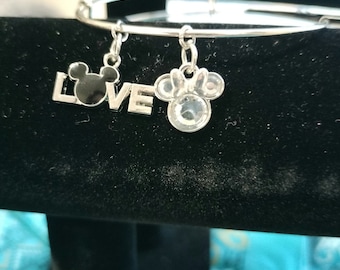 Minnie Mouse Bangle Bracelet with Charms