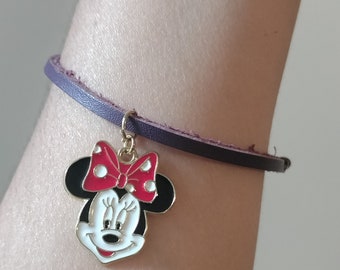 Mouse Charm Suede Leather Bracelet