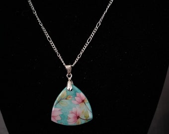 Floral Baby Blue Pendant Necklace
