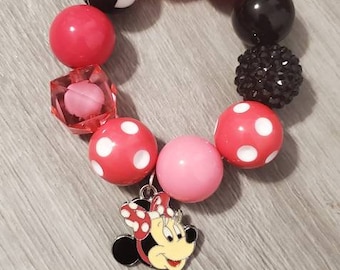 Minnie Mouse Beaded Bracelet with Minnie Charm