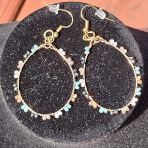 Dainty Beaded Teardrop Hoop Earrings