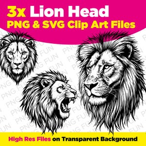 Cabeça de Leão PNG | Cabeça de Leão SVG | Vetor de Leão | Clipart de Cabeça de Leão | Ilustração de Leão | Arquivos de Download Digital de Alta Resolução | Licença Comercial