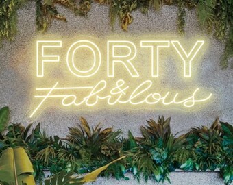 Forty Fabulous, Fifty Fabulous, Sixty Fabulous, Seventy Fabulous Birthday Neon Sign, Happy Birthday Sign Wall Decor, Personalized Gifts