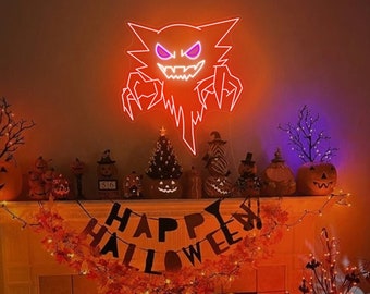 Custom Haunter Halloween Neon Sign, Anime LED Neon Light, Halloween Bar Party Wall Decor, Halloween Decorations, Bedroom Game Room Decor