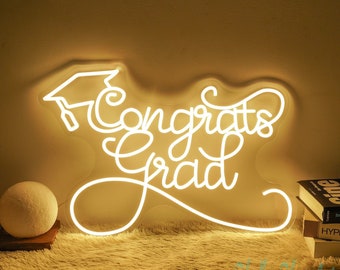 Custom Congrats Grad Neon Sign, LED Light Sign, Personalized Congratulations Grad Party Decor Sign Light, Wall Deco Graduation Decorations