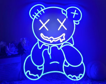 Violent Bear Neon Sign | Custom Neon Sign Art Works Iced Bear | Bear Wall Art Decor | Home Room Wall Decor | Game Room Decoration