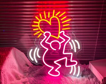 Custom Keith Haring Stree Art Neon Sign / Creative Neon Light / Home Decor Wall Hanging Decor / Neon Sign Bedroom / Neon Business Sign