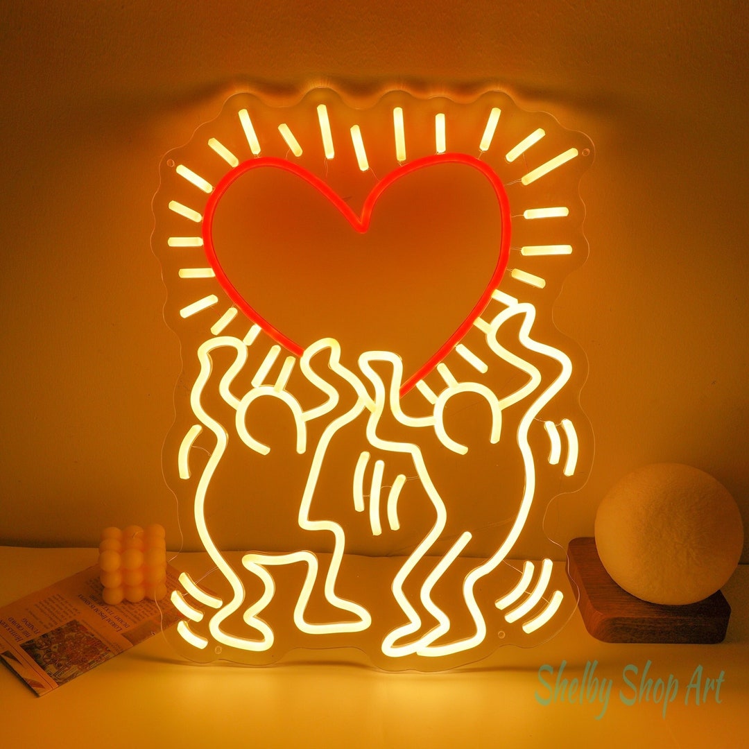 Keith Haring Love Art Neon Sign / Neon Sign Bedroom / Wall - Etsy France