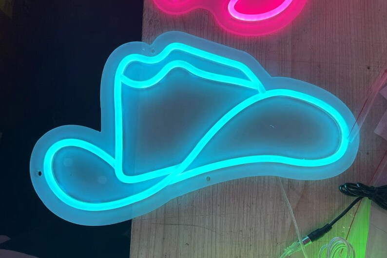 Cowboy Hat Neon Sign Straw Hat Neon Sign Home Decor Etsy