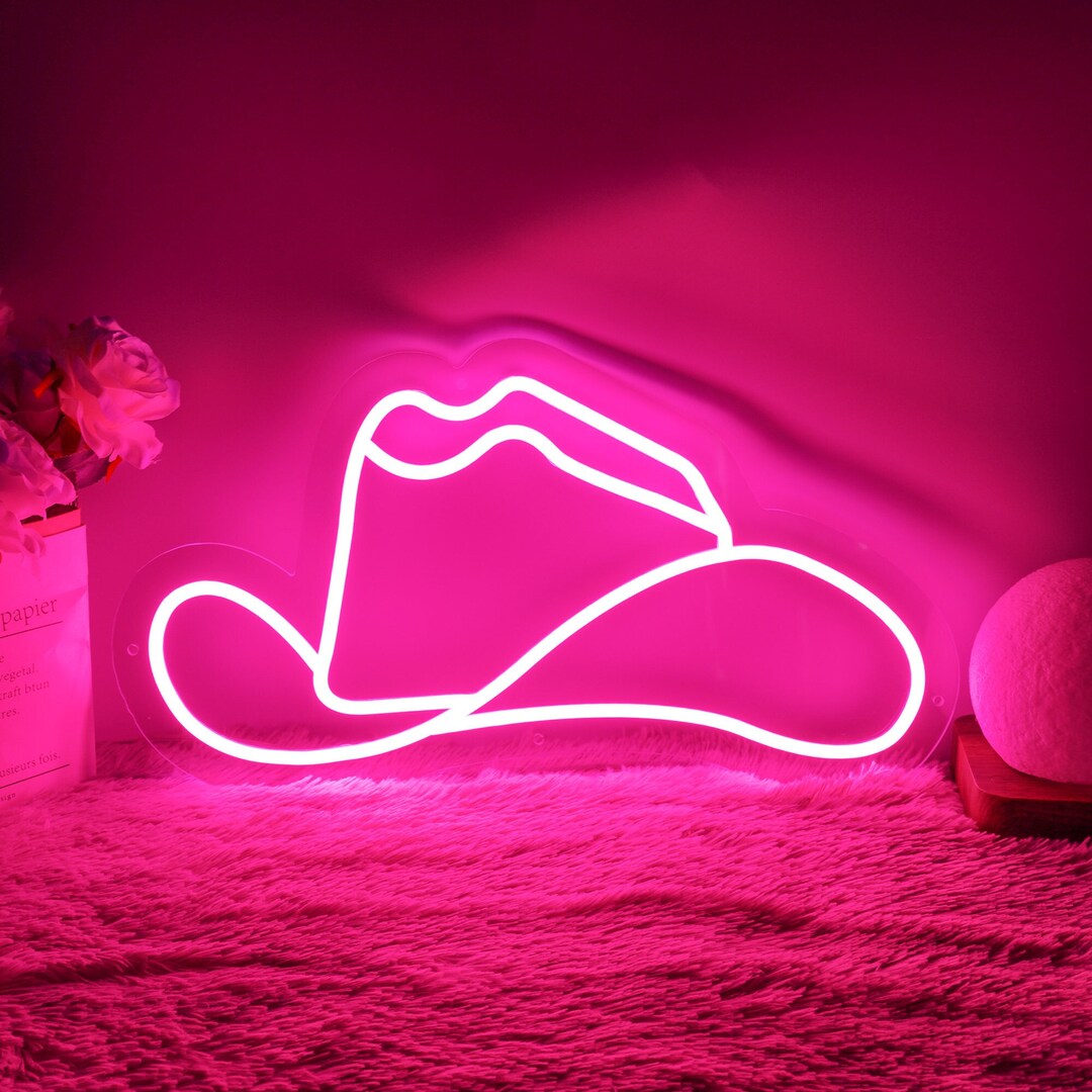 Cowboy Hat Neon Sign Straw Hat Neon Sign Home Decor Etsy
