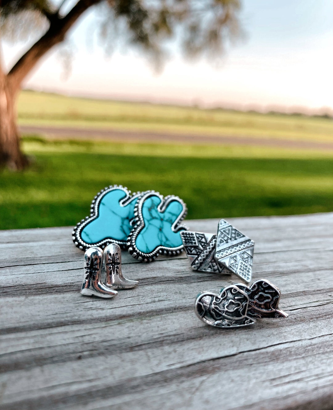 Western Stud Earrings SET OF 4 Etsy