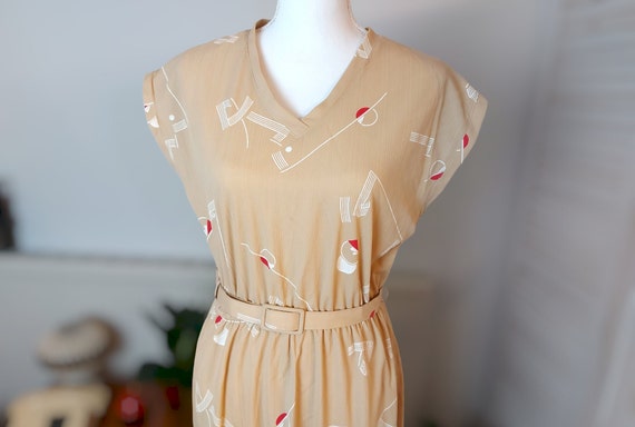 Vintage 60s summer dress geometric novelty print M - image 2