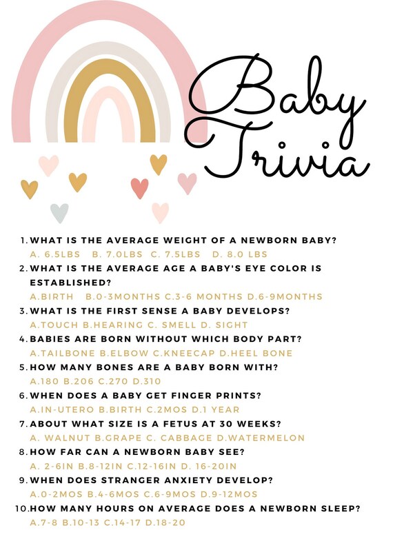 Printable Baby Trivia Game | Etsy