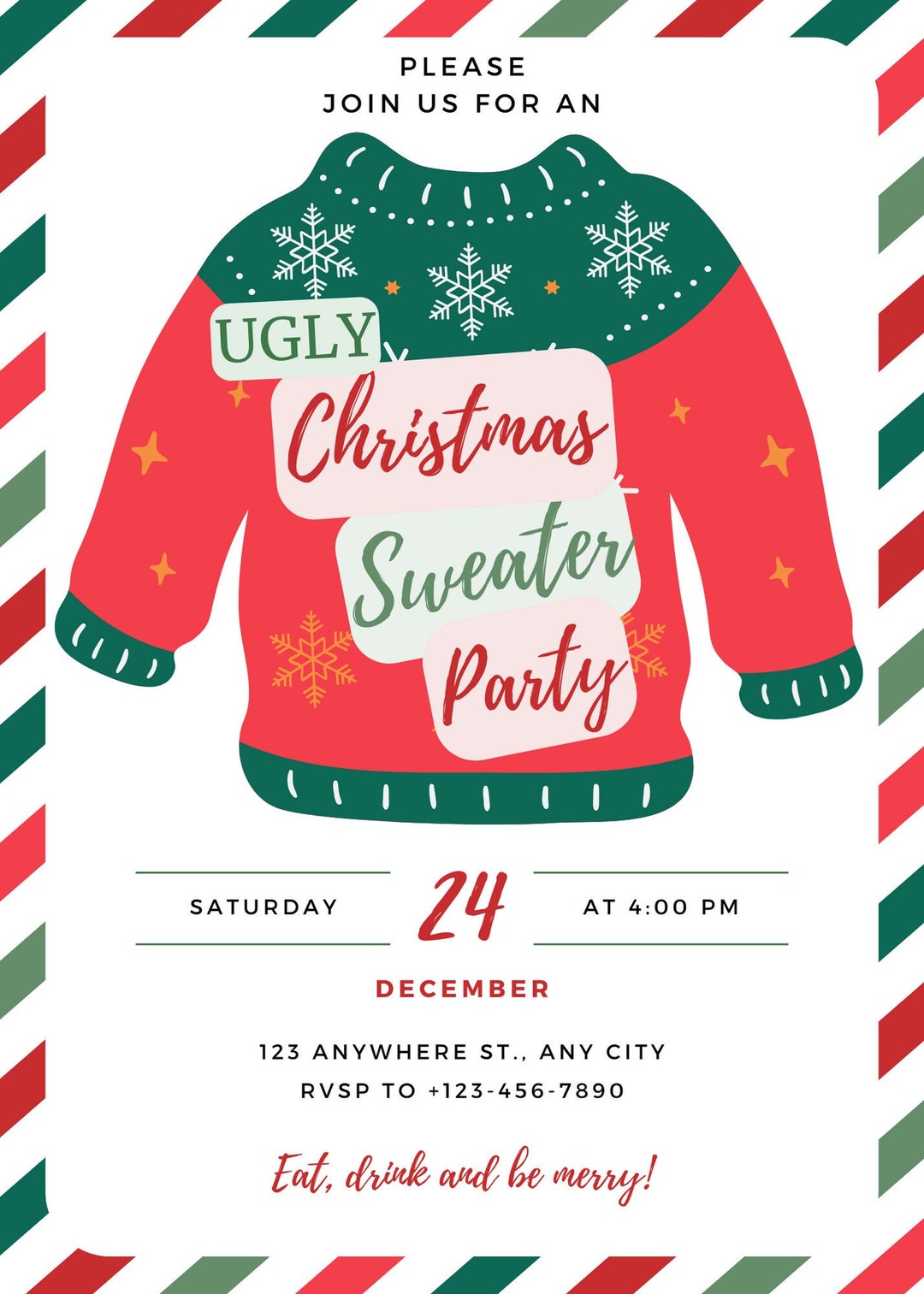 Ugly Christmas Sweater Party Invitation Etsy