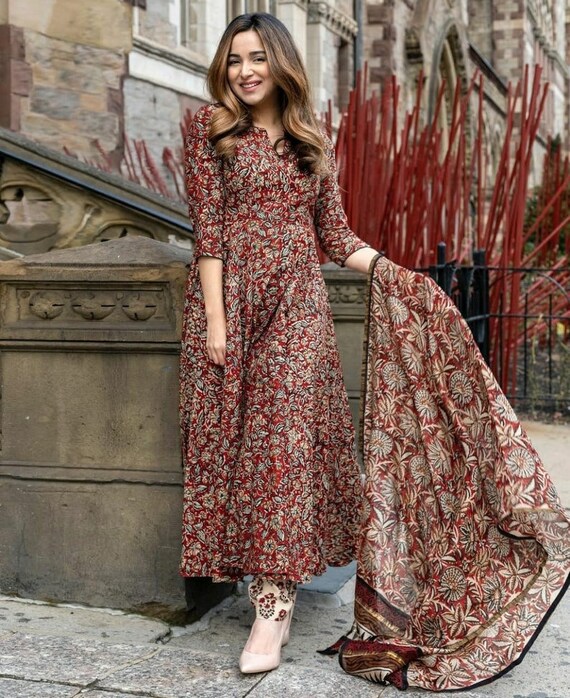 Designer Printed Cotton Anarkali Kurti 