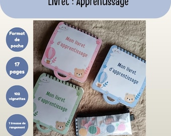 Cuaderno de actividades: Cuaderno de aprendizaje infantil, 17 páginas (reutilizable, con cierres de velcro).
