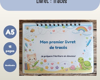 My First Tracing Booklet - A5 Laminated - 15 Educational Activities - Reusable