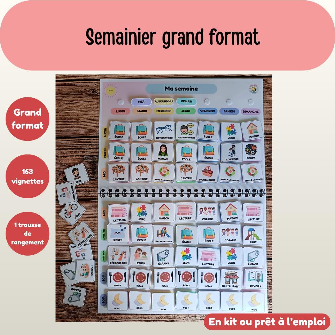 Large Weekly Planner - My Week - 163 Velcro Stickers - Daily Routine ...