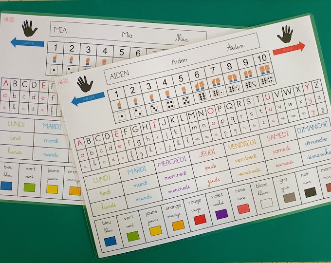Personalized A4 desk pad for kindergarten / first grade