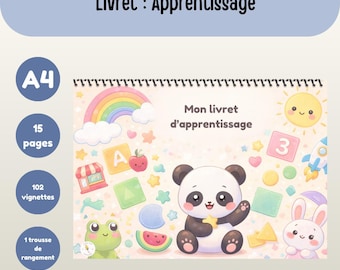 Laminated A4 children's activity booklet - 15 educational activities - 102 pieces with hook and loop fasteners