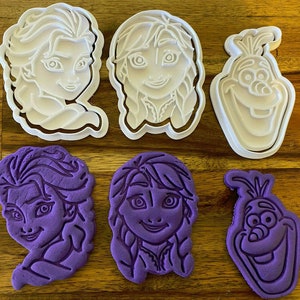 Frozen Elsa Anna Olaf Cookie Cutter Stamp Fondant Embosser set