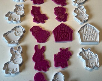 Farm Animals- Set of 9 Cookie Cutter And Embosser Stamp
