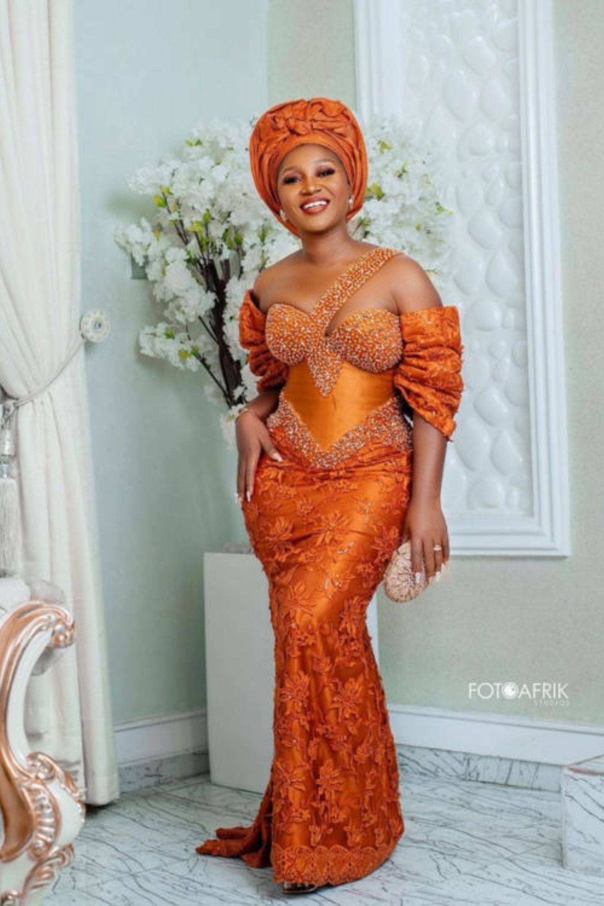 SALE Latest Nigeria u0026 Africa Burnt Orange Lace Dress With - Etsy UK